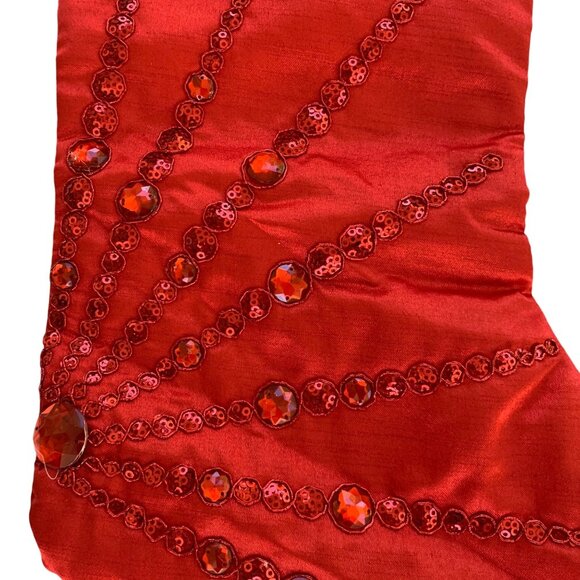 Winter Wonder Red Christmas Stockings Set 2 Satin Love Couple Sequin Starburst - Picture 8 of 11